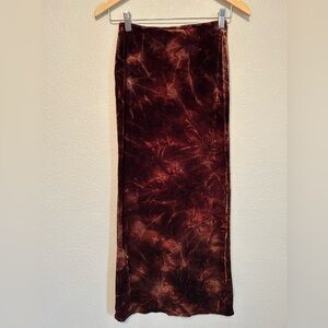 Vintage Becker’s Friends Velvet Maxi Skirt Brown Burnout Paris S Euro 90s Y2K